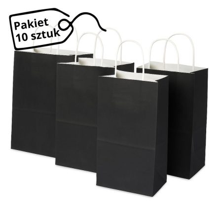 Papiertüten für Geschenke mit Griff schwarz 305x170x340 mm 10 Stück.