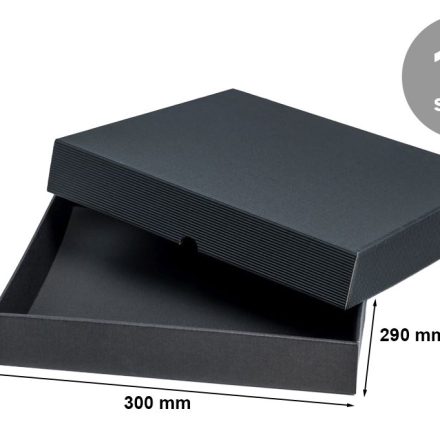 Schachteln gerippt aus Pappe mit Deckel schwarz 290x300x50mm, 10 Stück