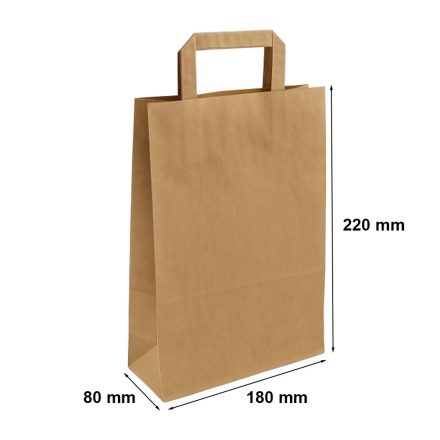 Papiertüte Kraft 180x80x220 mm braun mit flachem Griff