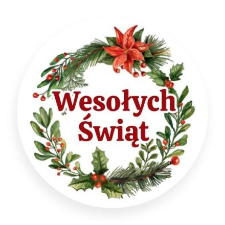Weihnachtsaufkleber rund fi 30 mm Frohe Weihnachten Kranz, 200 Stück