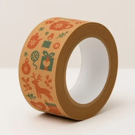Packband aus Papier Kraft weihnachtlich mit Aufdruck 48 mm x 50 m