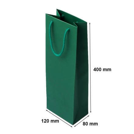 Papiertüte für Wein für Geschenke grün 120x80x400 mm 170 g