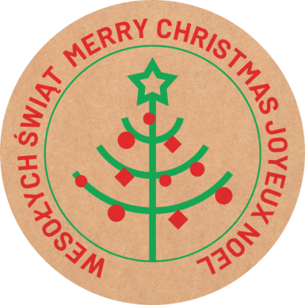 Weihnachtsaufkleber runde Kraft 35 mm Frohe Weihnachten Weihnachtsbaum 200 Stück