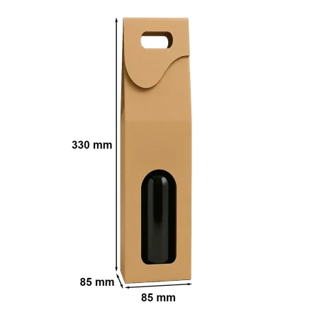 aus Pappe Schachtel gerippt für Wein 85x85x330 mm braun mit Griff