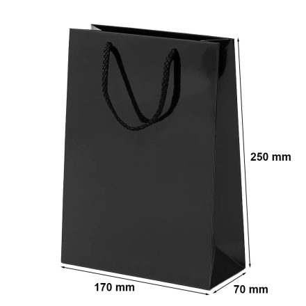 Geschenktaschen 170x70x250 mm schwarz 150 g/m2 mit Schnur
