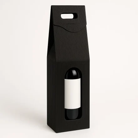 Schachtel gerippt schwarz für Wein, Karton gestanzt 85x85x395 mm
