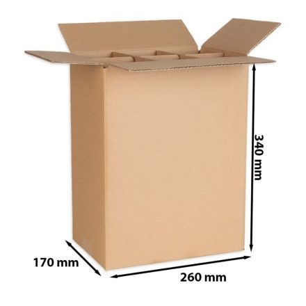 Faltkarton 260x170x340 mm (Nadel) für 6 Flaschen mit EB 585
