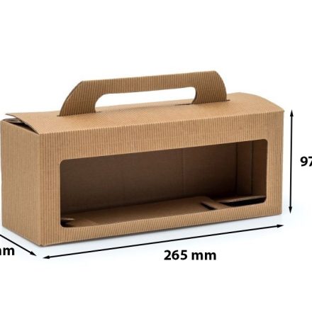 Karton für 3 Gläser 0,35 l mit Fenster 265x87x97mm braun karbiert