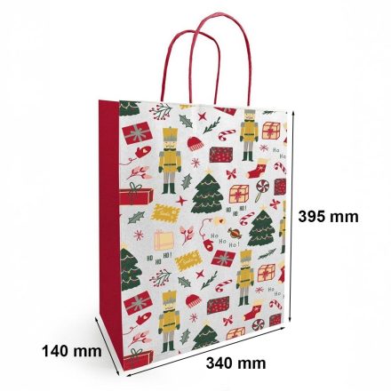Tasche weihnachtlich mit Aufdruck NOELLA weiß-rot 340x140x395 mm