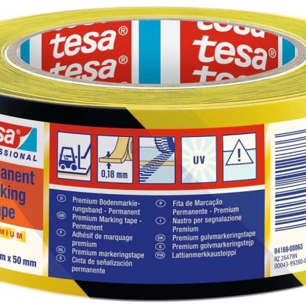 TESA PVC-Warnband 50mm/33 Gelb-schwarzes Bodenband