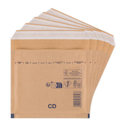 Luftpolsterumschlag – Blasegehäuse für VP-CDs, braun, Verpackung 200 Stück