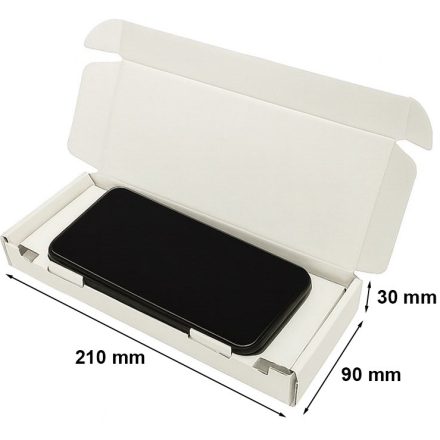 Fassonkarton 210x90x30 mm weiß für den Versand von Telefonen und Smartphones
