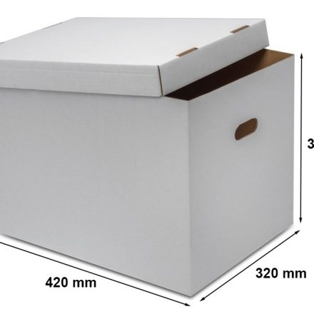 Ein weiß Umzugskasten mit 420x320x320 mm Abdeckung
