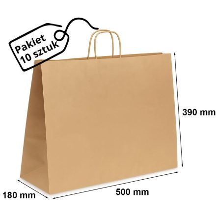 groß Papiertüte für Geschenke braun 500x180x390 mm, 10 Stück.