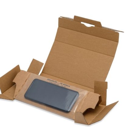 Fix Box Telefon grau Versandbox mit 220x100x40 mm Folie