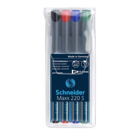 Foliendruck Schneider Maxx 220 S 0,4 mm, Folienschreiber Satz 4 Farben