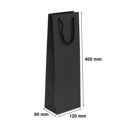 Papiertüte für Wein schwarz mit Griff 120x80x400 mm 170 g/m2