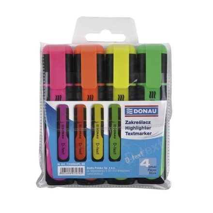 D-TEXT fluoreszierende Markierungen Mix Farben 4 Stück in Etui