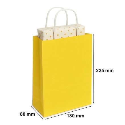 Geschenkpapiertasche 180x80x225 mm gelb mit verdrehtem Griff