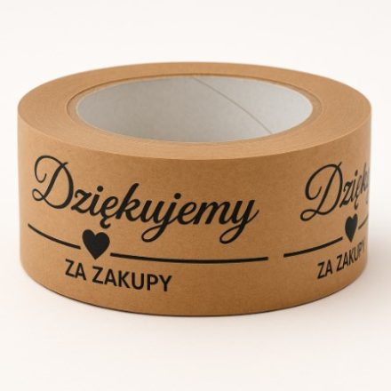 Kraftpapier-Packband, braun, 48mm/50m, mit polnischem Aufdruck „Dziękujemy za zakupy“