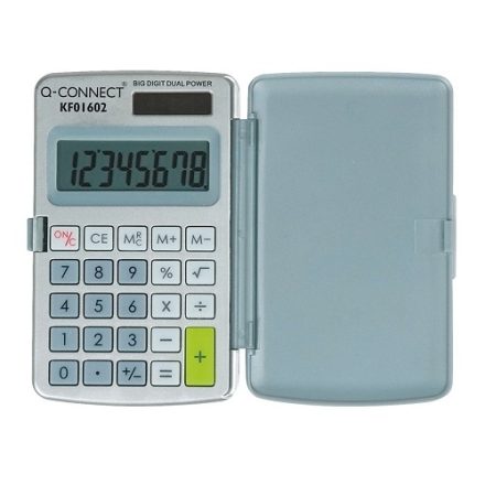 Bürorechner Q-Connect 8 Ziffern mit Etui, kleiner grau 60x101mm