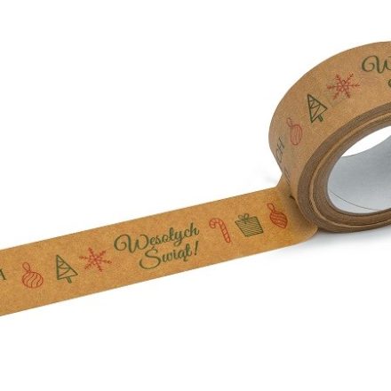 Weihnachtsband mit grünem Papier Fröhliche Weihnachten 48mm/50m für Geschenke