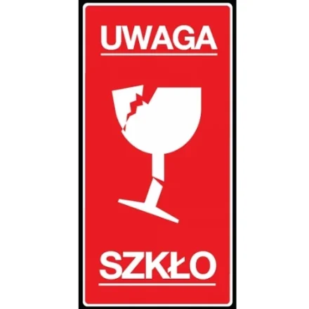 Warnkleber Hinweis Glas mit Glas 100x50mm 100 Stück Rolle