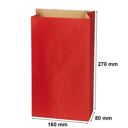 Beutel aus Papier mit Seitenfalte KRAFT rot 160x270+80 mm 60 g/m2