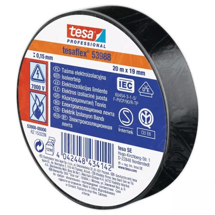 Isolierband schwarz TESA PVC 19mm x 20m Kabel